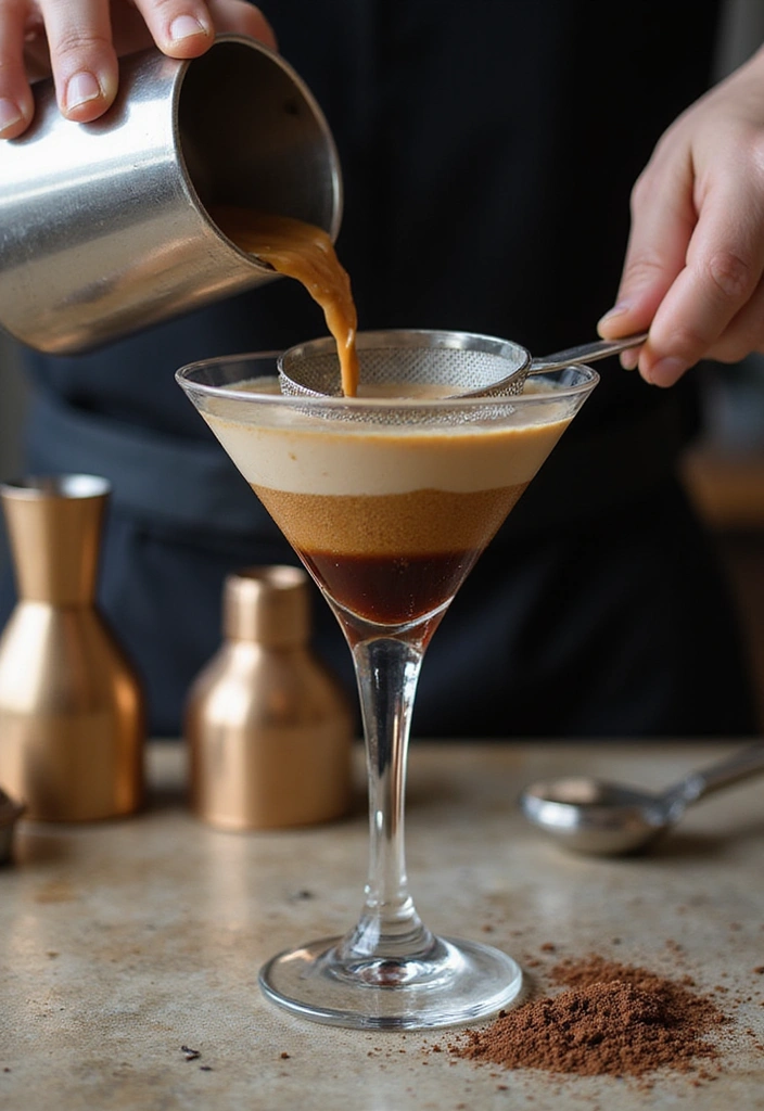Espresso martini preparation