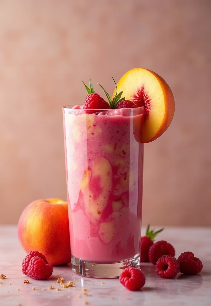 High-Protein Raspberry Peach Smoothie (5-Minute Recipe!)