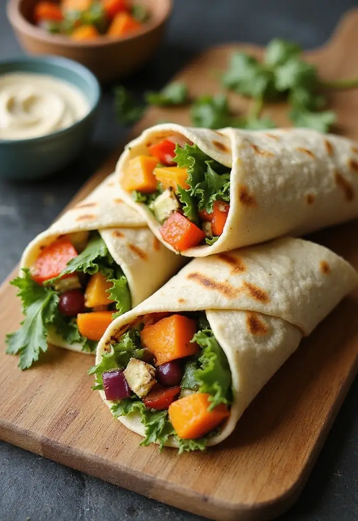 Grilled Veggie and Hummus Wraps