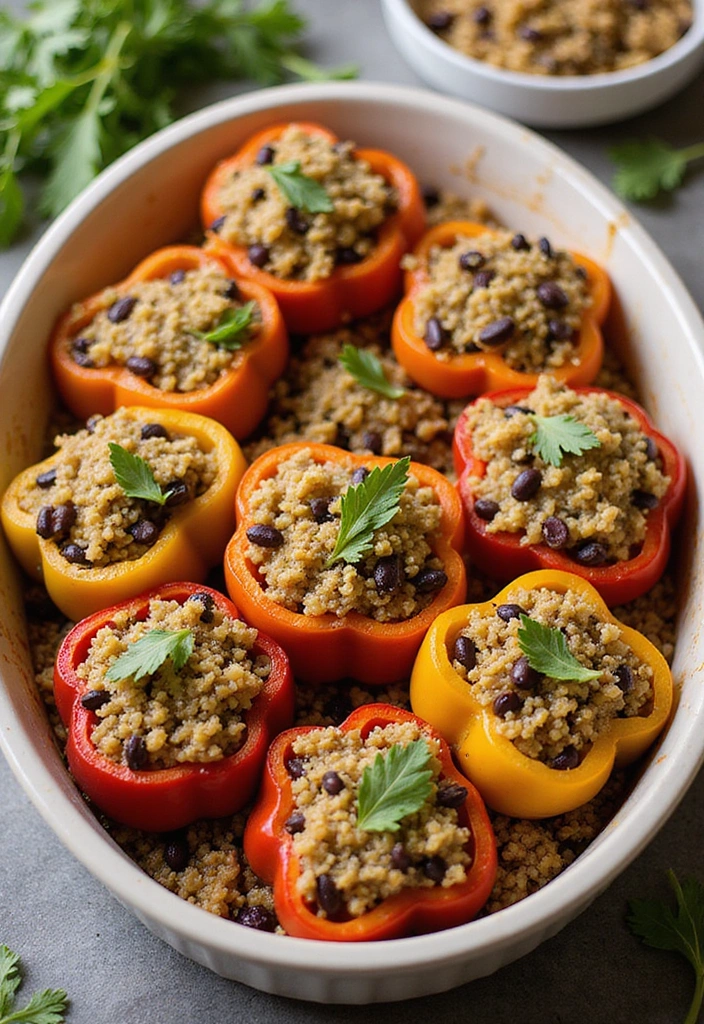 Quinoa and Black Bean Stuffed Peppers