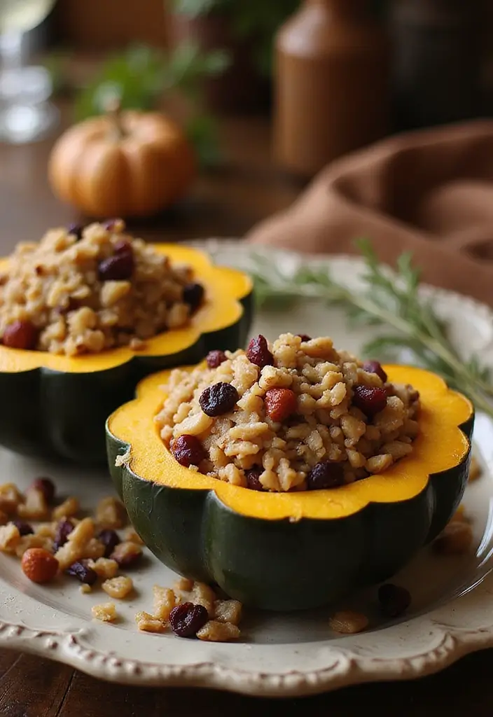 Stuffed Acorn Squash with Wild Rice