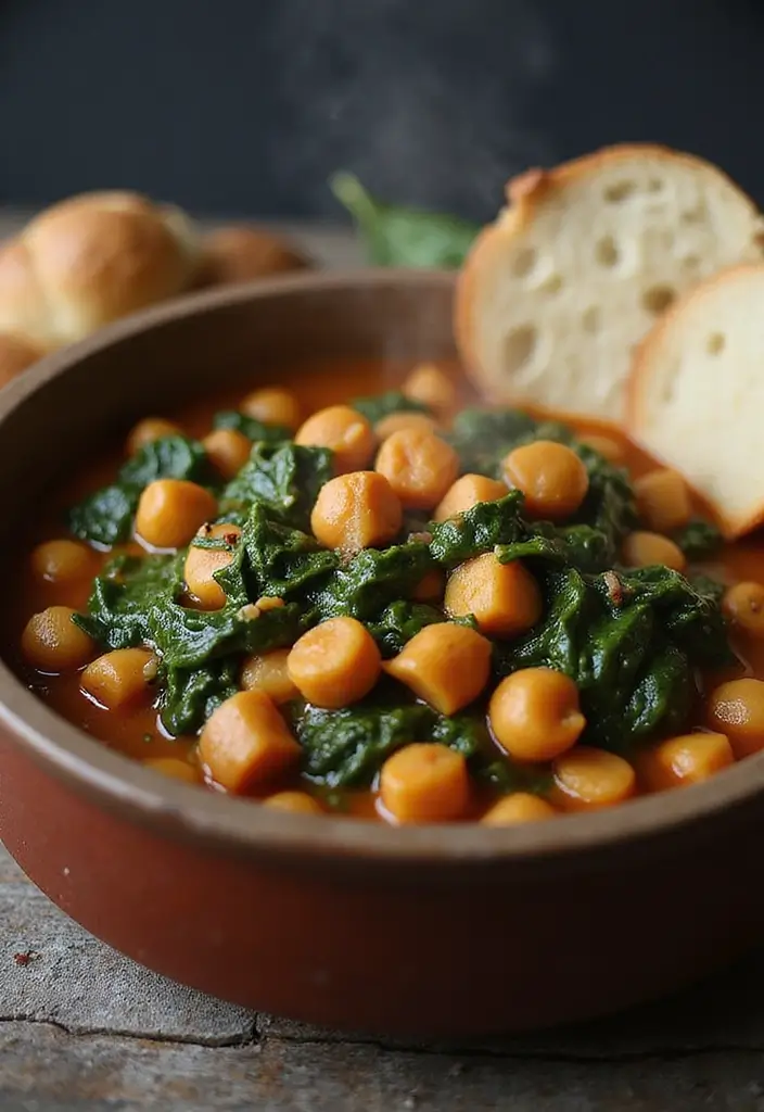 Savory Chickpea and Spinach Stew