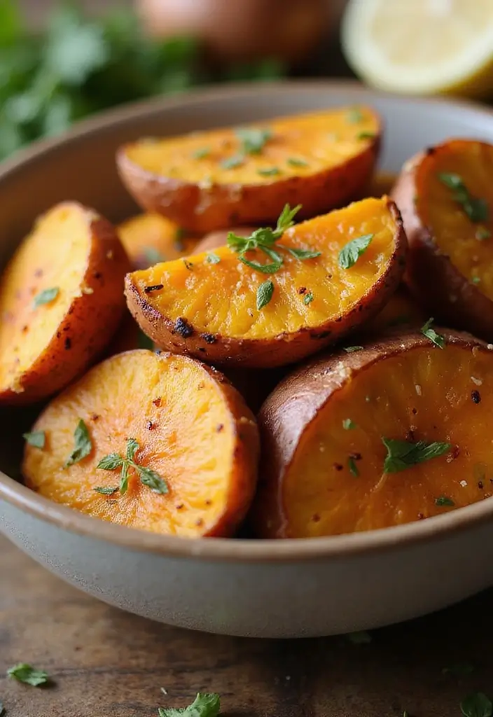 Garlic Roasted Sweet Potatoes