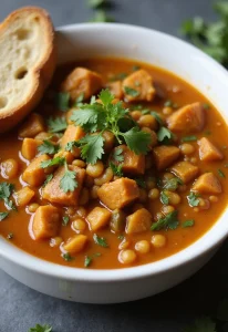 Easy Curried Lentil Stew: One-pot Vegan Classic Plant-based diet: Curried lentil stew