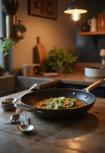 Asian honey garlic shrimp on a skillet