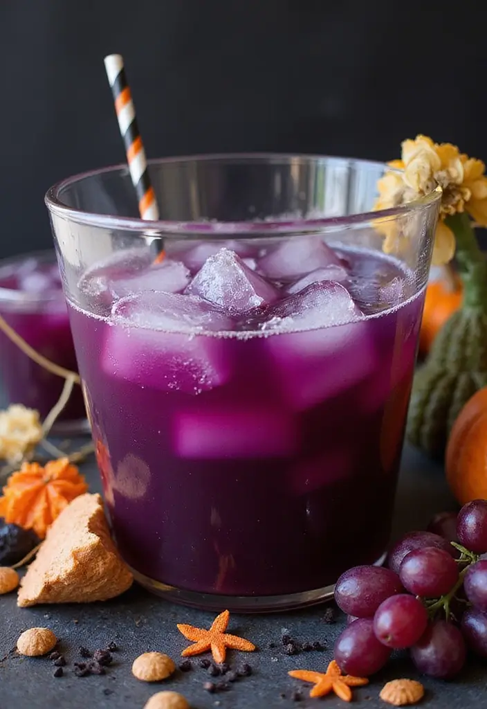 Ghoulish Grape Punch in a glass