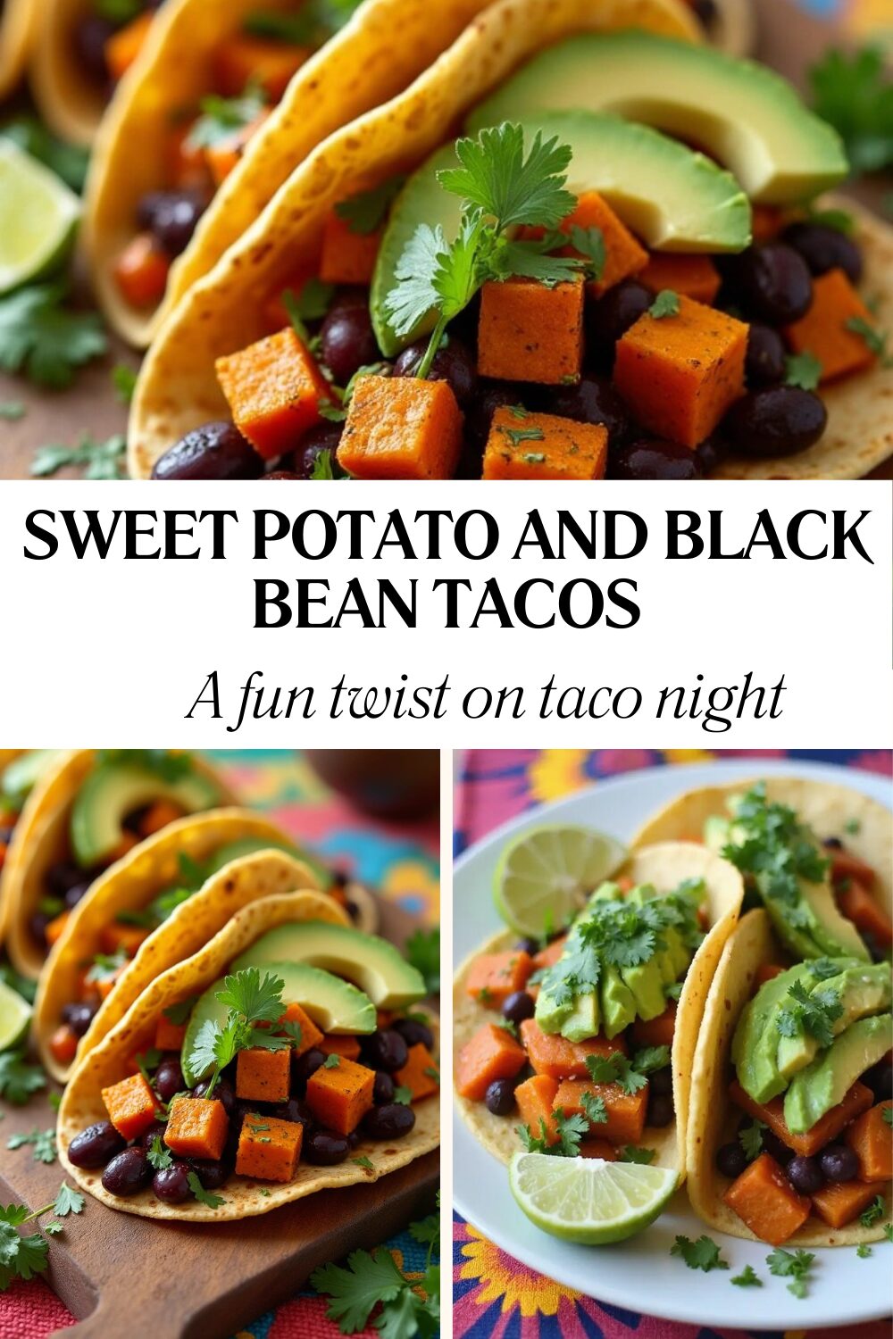 Sweet Potato and Black Bean Tacos with Honey and Lime Crema