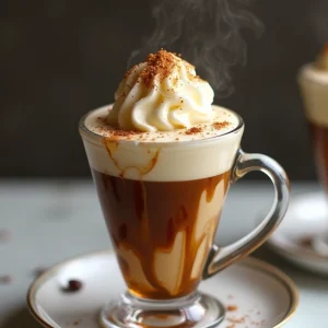 A luxurious vanilla bean affogato coffee served in a clear dish, showcasing the melting ice cream and hot espresso. The surrounding area is elegant with a soft-focus effect, highlighting the dessert